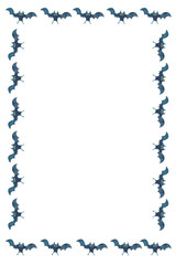 Watercolor Halloween frame . Hand painted elements of holyday on white background. Grave