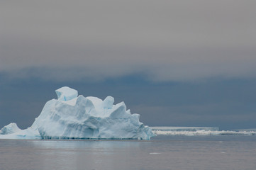 Antarctica, Antarctic Penninsula, Brown Bluff. Iceberg waterscape.