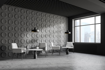 Gray geometric pattern office waiting room corner