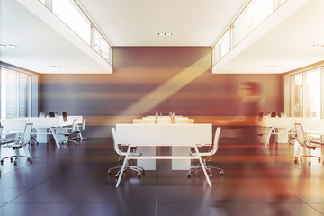 Man walking in stylish gray office