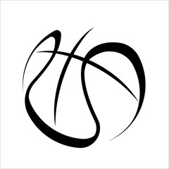 Black abstract basketball symbol isolated on white background