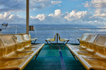 Empty benches on the ferry