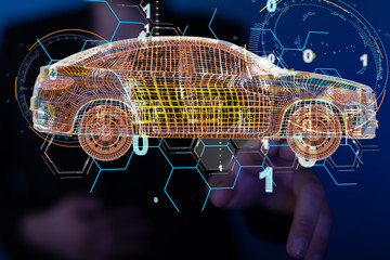digital car technology smart in virtuel room