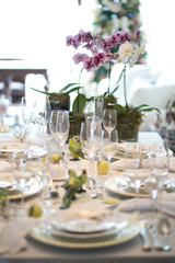 Table set with glass