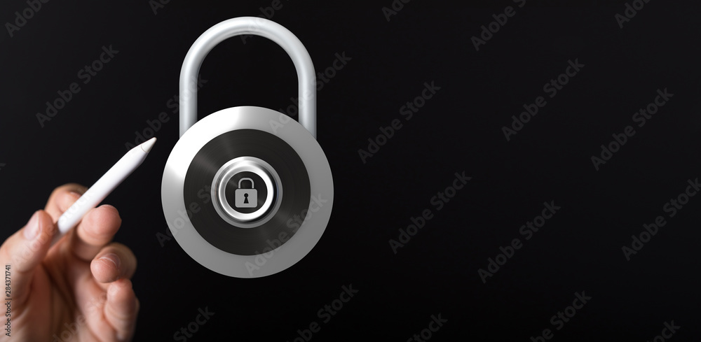 Wall mural security data code digital in hand