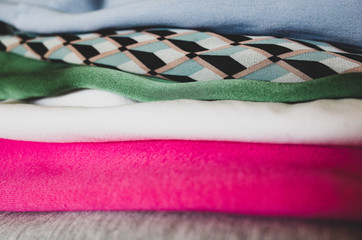 Neatly folded pile of clothes