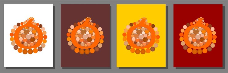 Pumpkin mosaic Halloween or autumn fall background collection vector element for websites, blogs, ads, magazine, articles, flyers, posters, backgrounds, business cards, logo, and tri-folds