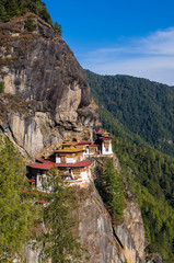 Tiger-Nest, Taktsang Goempa monastery hanging in the cliffs, Bhutan