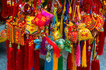 Good luck charms Sik Sik Yuen Wong Tai Sin Temple, Kowloon, Hong Kong, China.
