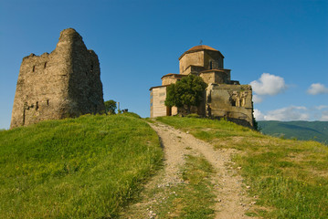 Fototapeta na wymiar Jvari Monastery (Monastery of the Cross), 6th century, Mtskheta, World Heritage Site. Georgia