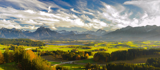 panoramic landscape in Bavaria at autumn