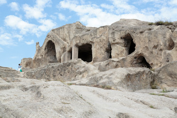 Georgia, Uplistsikhe. A room carved into a cliff face.