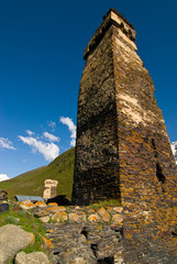 Naklejka premium The fortified village of Ushguli, Svanetia, Unesco World Heritage Site, Georgia