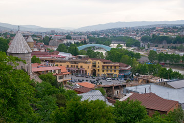 View over city with church towers, Tbilisi, Georgia