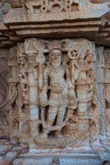 Fototapeta na wymiar Bas relief. Chittaurgarh Citadel. 6th century. Rajasthan. India.