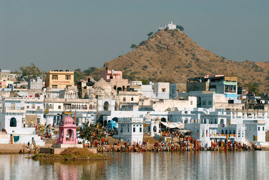 Known as the 'City of Temples', Pushkar has over 400 temples and 52 ghats surrounding the holy lake, India