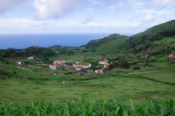 Fototapeta na wymiar Coast view of Fajazinha , Flores Island, Portugal