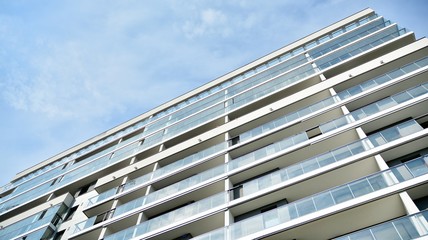 Contemporary residential building exterior in the daylight. 