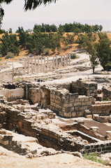 Israel, Bet She'an, Scythopolis, Roman remains and earthquake damage in ancient city