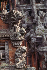Fototapeta na wymiar Indonesia, Bali, Ubud, Stone carvings of Hindu Temple in Monkey Forest Sanctuary