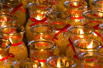 Fototapeta na wymiar Candles in Chinese temple, Kek Lok Si Temple, Penang, Malaysia