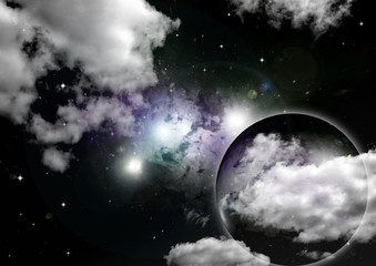 Obraz premium galaxy in a free space. 3D rendering