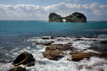 Japan, Wakagama Prefecture. View of Engetsu Island. 