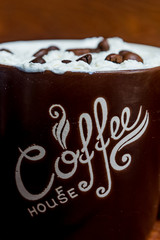 chocolate cake with cup of coffee