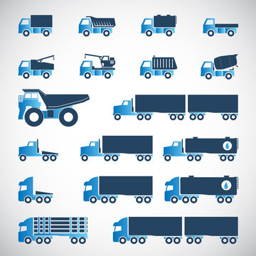 Trucks icons set	