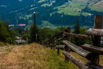 Fototapeta na wymiar Fence at countryside in Carpathian