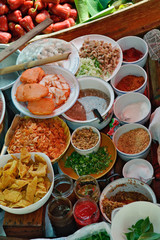 Food for sale, Damnoen Saduak Floating Market, Damnoen Saduak, Thailand