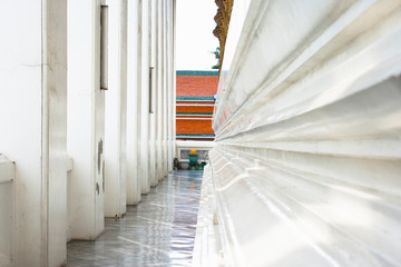 Bangkok, Thailand - Exterior shot of a temple walkway at Wat Phra Kaeo.