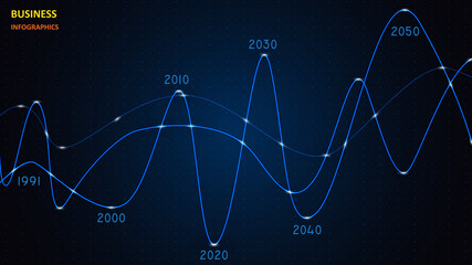 Vector infographic in the form of a luminous variable graph. EPS 10