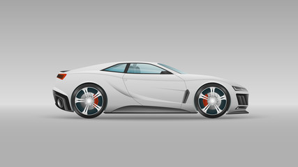 Realistic Design sport car. Template vector isolated car on white background, isolated, side view. Vector illustration.