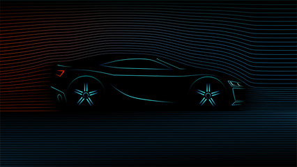 Stylized silhouette sports car. Vector illustration