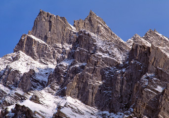 Fototapeta na wymiar Pakistan, N-W Frontier Province, Hindu Kush Mts. These jagged peaks are typical of the Hindu Kush, part of the Karakoram Himalaya, North-West Frontier Province in Pakistan.