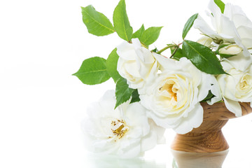 bouquet of beautiful white roses isolated on white