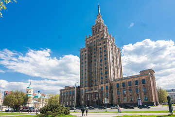 Fototapeta na wymiar The high soviet building in Riga
