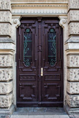 Wooden brown door