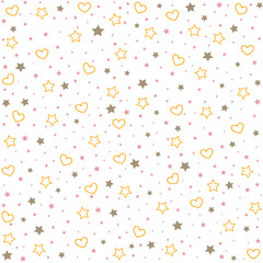 Seamless background of hearts and stars. Baby girl shower pattern.  - 284384190