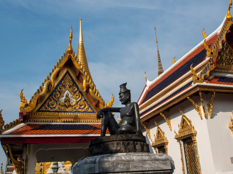 Thailand, Bangkok, Yaksha at wat phra kaeo The Grand Palace