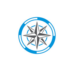 Windrose icon on background for graphic and web design. Simple illustration. Internet concept symbol for website button or mobile app.