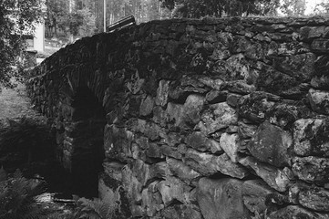 The old stone bridge of Enonkoski in Finland shot with analogue film photography