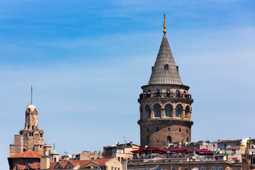 Galata Tower and houses along the waterfront, Istanbul, Turkey