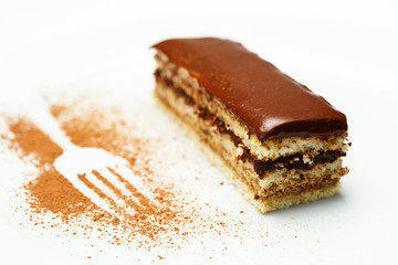 chocolate honey cake on a white background