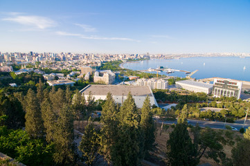 View over coast of Baku, Baku Bay, Azerbaijan
