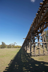 Historic Timber Railway Bridge (1903), Gundagai, Southern New South Wales, Australia