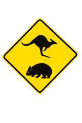 Kangaroo and Wombat Warning Sign, Australia