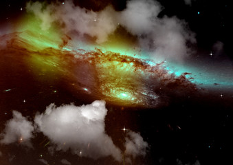 galaxy in a free space. 3D rendering