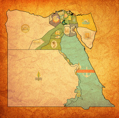 flag of Qalyubia on map of Egypt Governorates